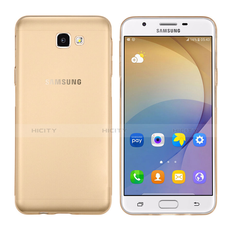 Silikon Schutzhülle Ultra Dünn Tasche Durchsichtig Transparent T02 für Samsung Galaxy On7 (2016) G6100 Gold