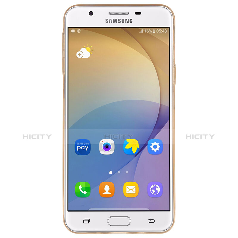 Silikon Schutzhülle Ultra Dünn Tasche Durchsichtig Transparent T02 für Samsung Galaxy On7 (2016) G6100 Gold