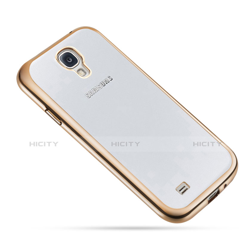 Silikon Schutzhülle Ultra Dünn Tasche Durchsichtig Transparent T02 für Samsung Galaxy S4 i9500 i9505 Gold