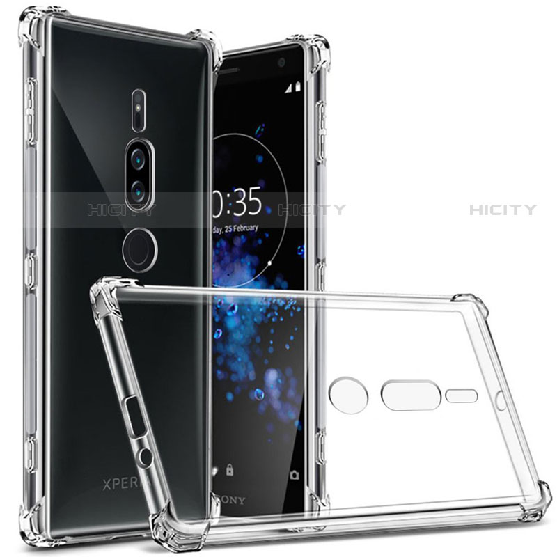 Silikon Schutzhülle Ultra Dünn Tasche Durchsichtig Transparent T02 für Sony Xperia XZ2 Premium Klar