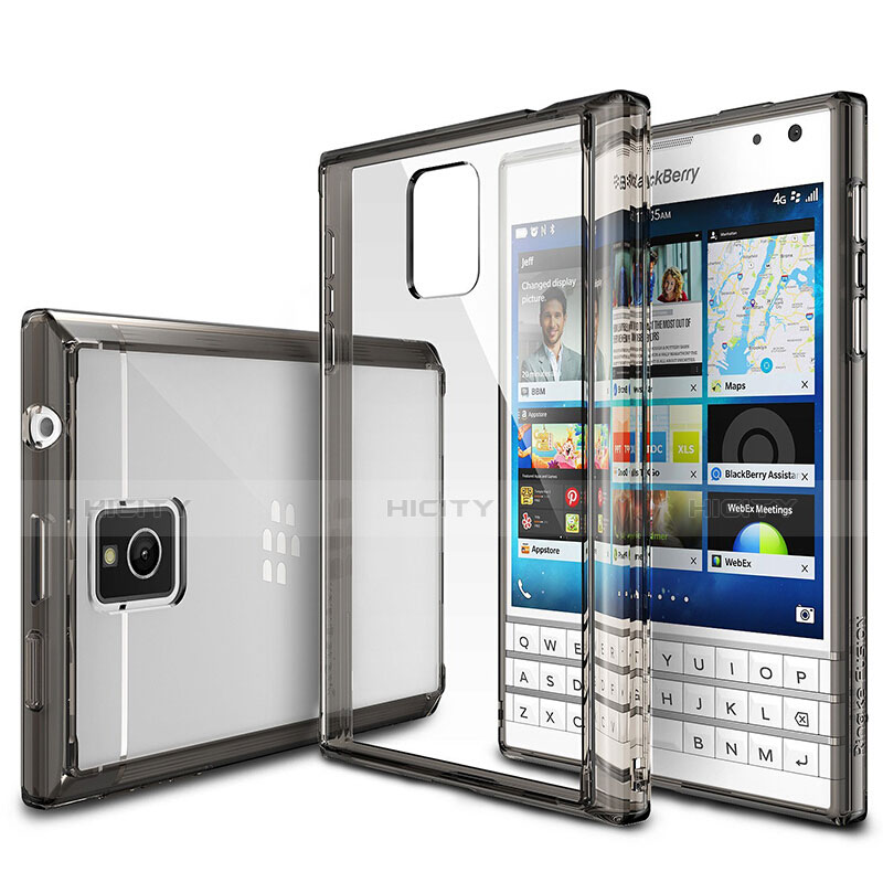 Silikon Schutzhülle Ultra Dünn Tasche Durchsichtig Transparent T03 für Blackberry Passport Q30 Grau