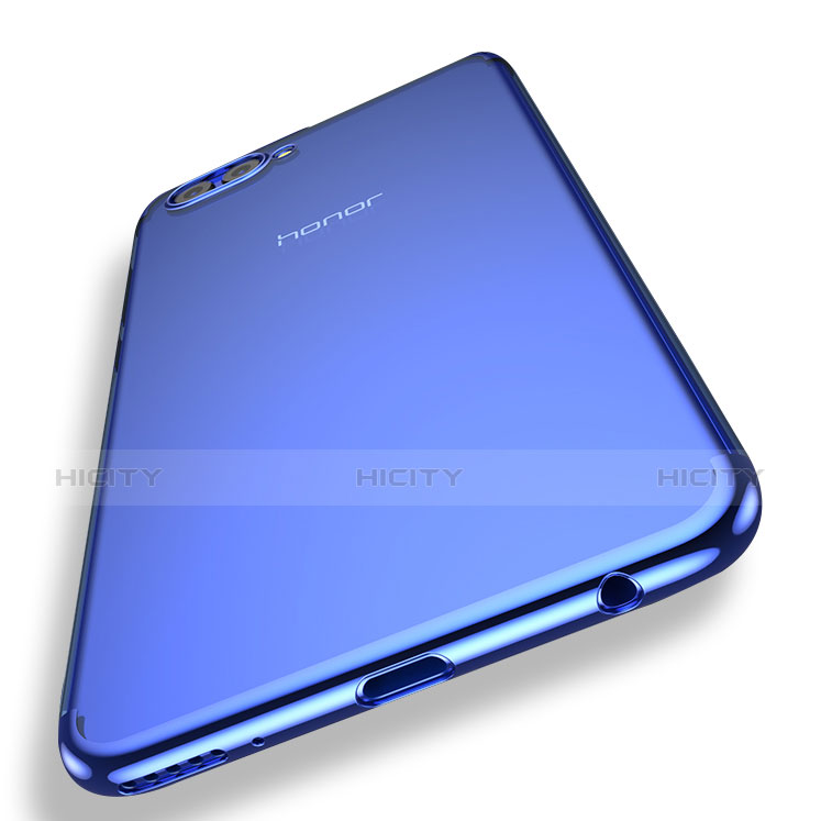 Silikon Schutzhülle Ultra Dünn Tasche Durchsichtig Transparent T03 für Huawei Honor V10 Blau groß