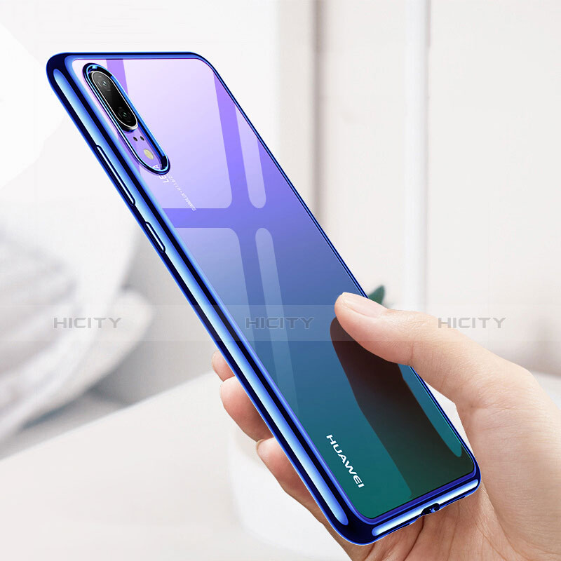 Silikon Schutzhülle Ultra Dünn Tasche Durchsichtig Transparent T03 für Huawei P20 Blau