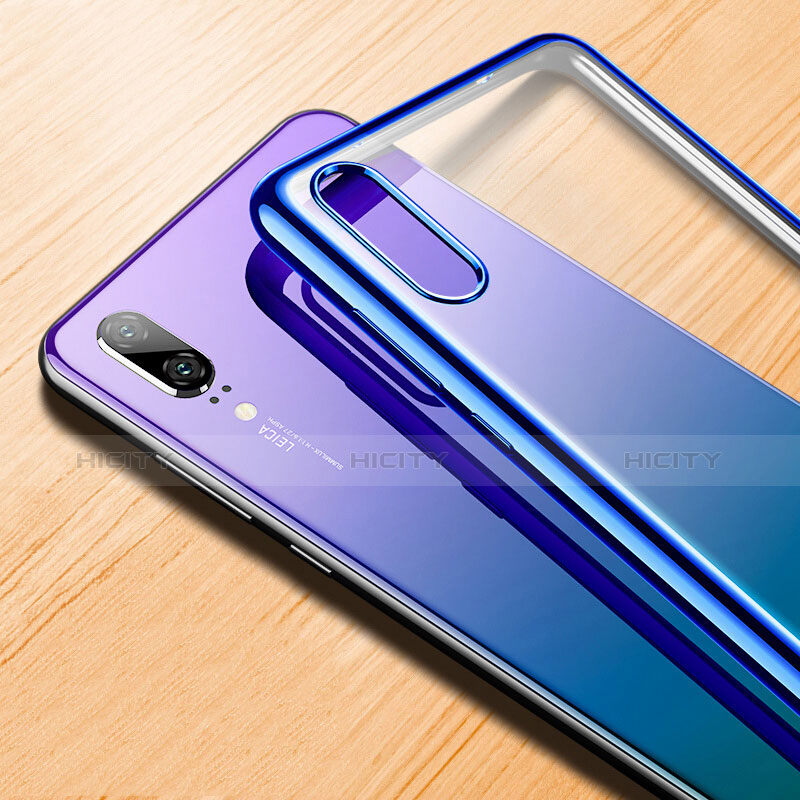 Silikon Schutzhülle Ultra Dünn Tasche Durchsichtig Transparent T03 für Huawei P20 Blau