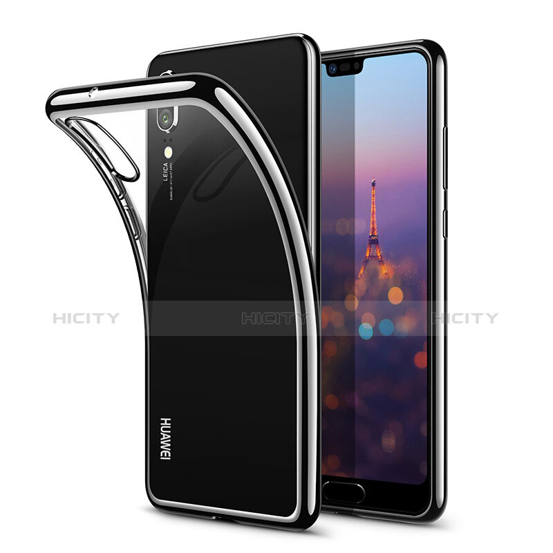 Silikon Schutzhülle Ultra Dünn Tasche Durchsichtig Transparent T03 für Huawei P20 Schwarz