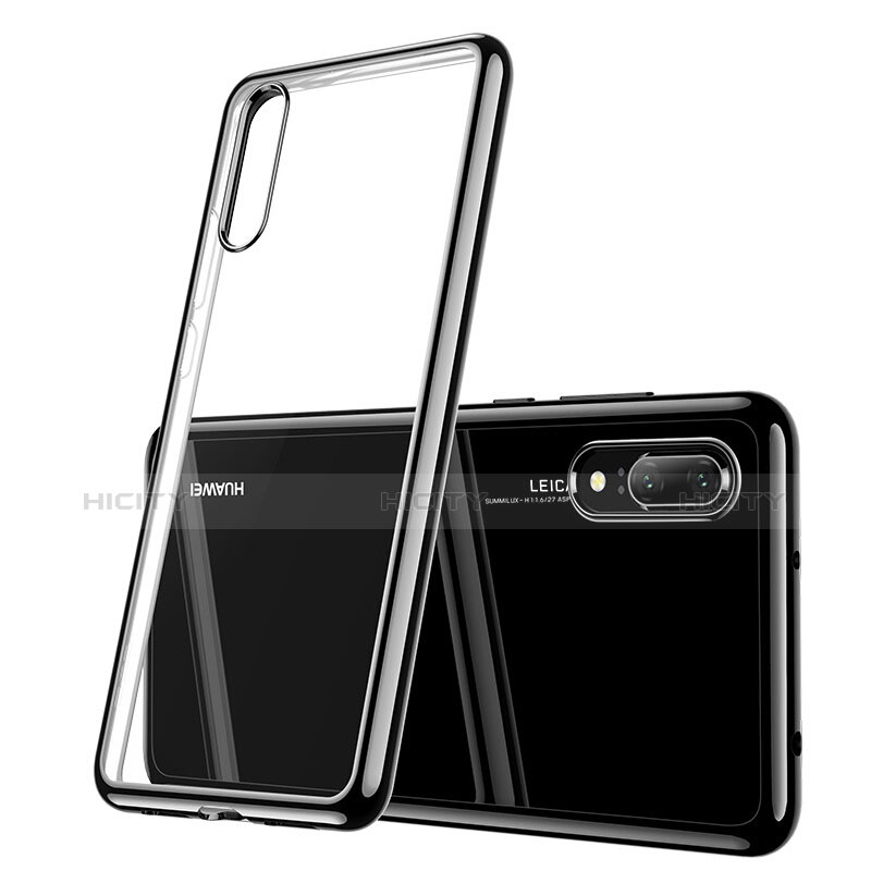 Silikon Schutzhülle Ultra Dünn Tasche Durchsichtig Transparent T03 für Huawei P20 Schwarz