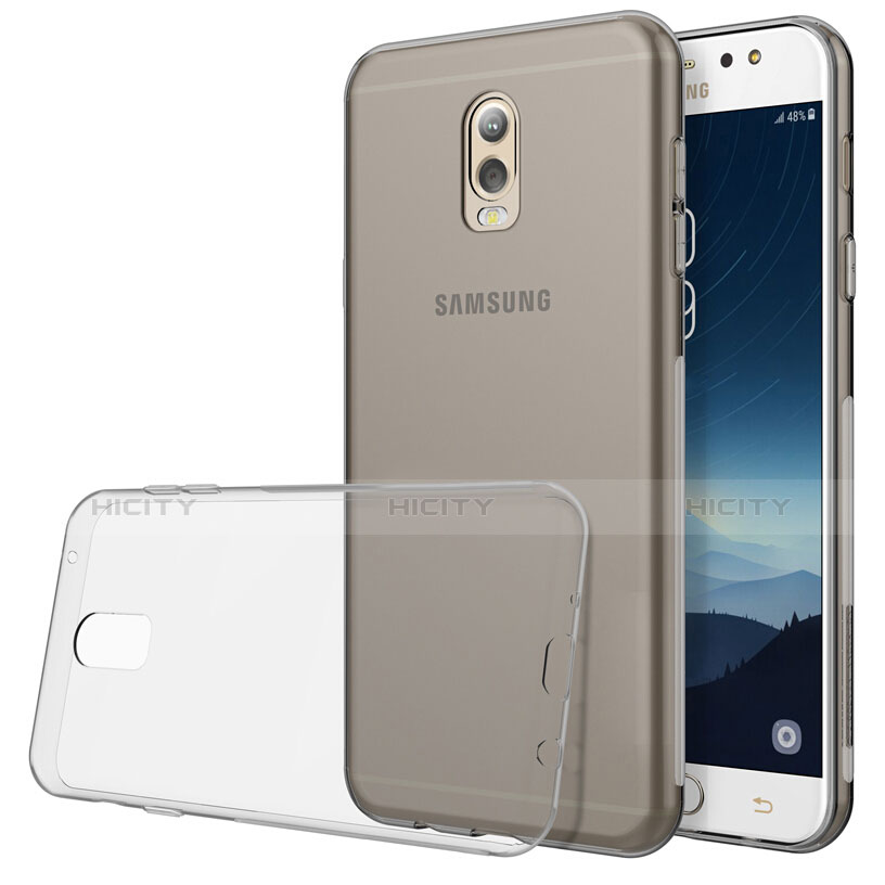 Silikon Schutzhülle Ultra Dünn Tasche Durchsichtig Transparent T03 für Samsung Galaxy C7 (2017) Grau