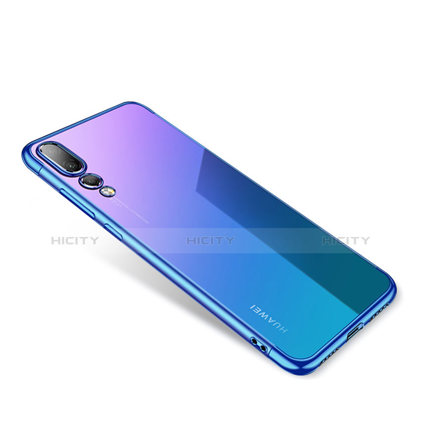 Silikon Schutzhülle Ultra Dünn Tasche Durchsichtig Transparent T04 für Huawei P20 Blau