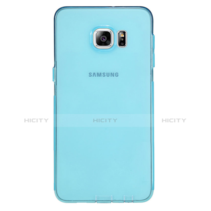 Silikon Schutzhülle Ultra Dünn Tasche Durchsichtig Transparent T04 für Samsung Galaxy S6 Edge+ Plus SM-G928F Blau