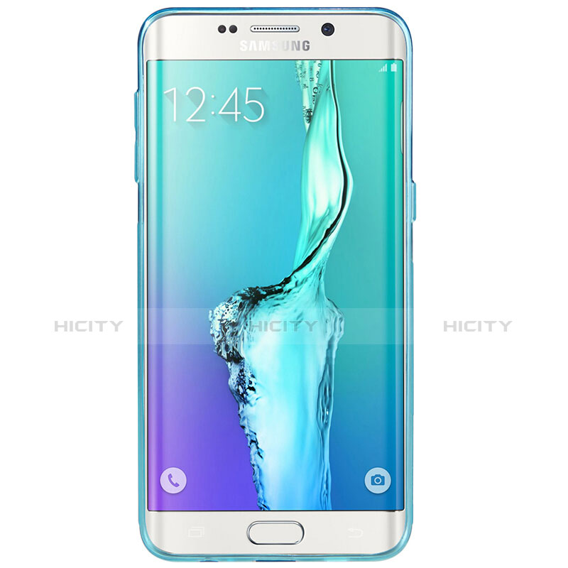 Silikon Schutzhülle Ultra Dünn Tasche Durchsichtig Transparent T04 für Samsung Galaxy S6 Edge+ Plus SM-G928F Blau