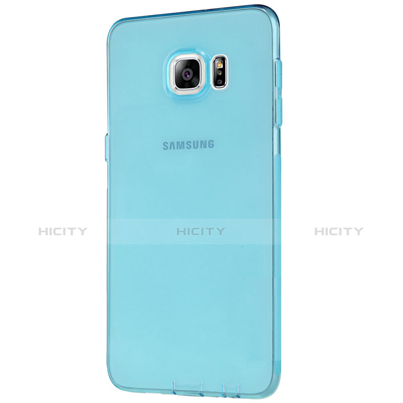 Silikon Schutzhülle Ultra Dünn Tasche Durchsichtig Transparent T04 für Samsung Galaxy S6 Edge+ Plus SM-G928F Blau