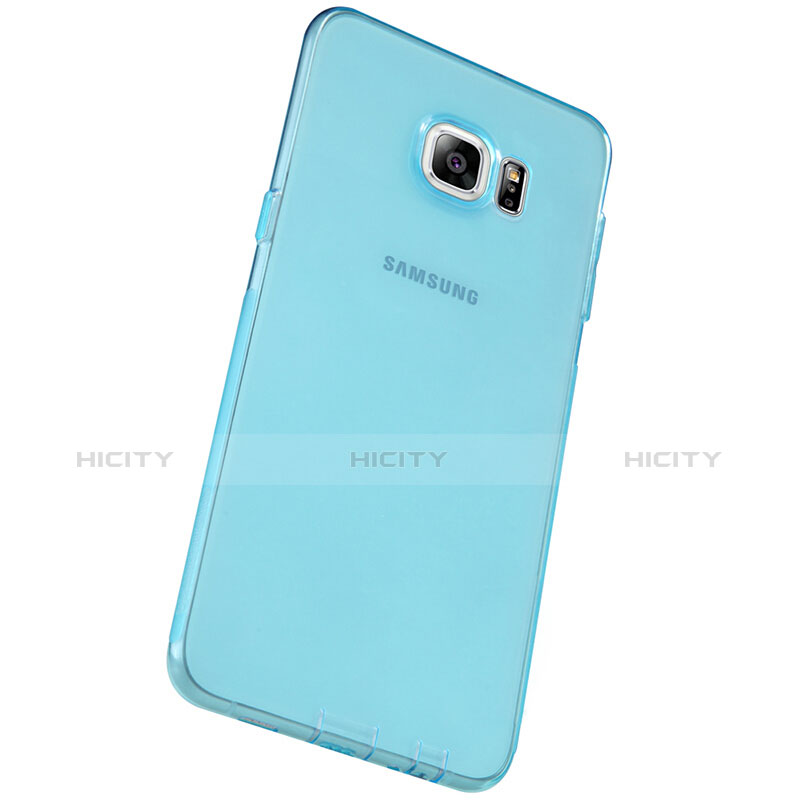 Silikon Schutzhülle Ultra Dünn Tasche Durchsichtig Transparent T04 für Samsung Galaxy S6 Edge+ Plus SM-G928F Blau