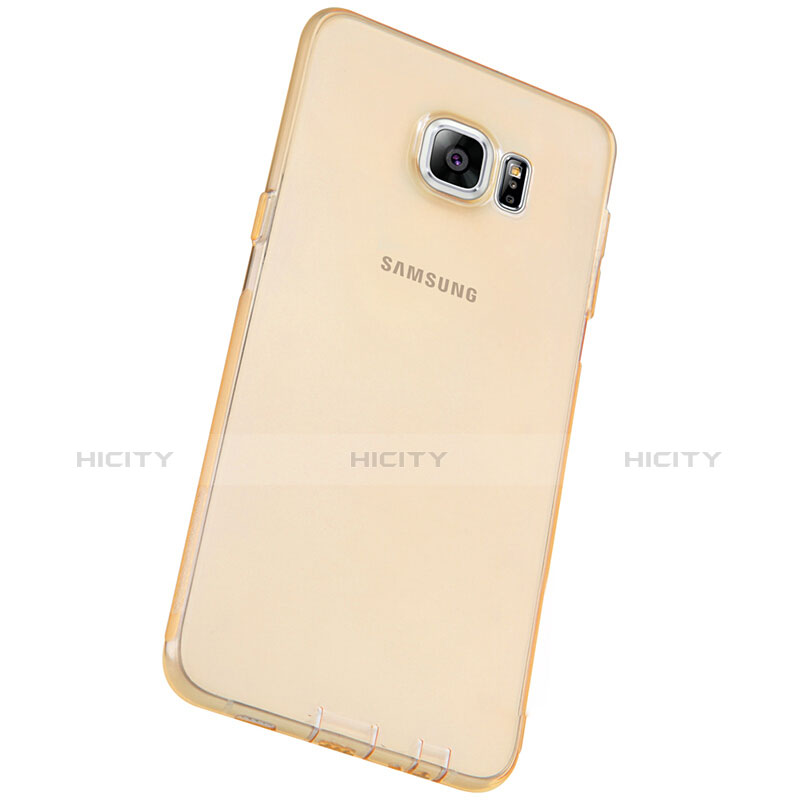 Silikon Schutzhülle Ultra Dünn Tasche Durchsichtig Transparent T04 für Samsung Galaxy S6 Edge+ Plus SM-G928F Gold