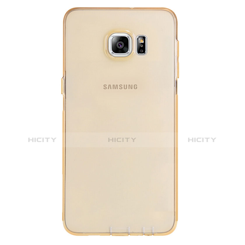 Silikon Schutzhülle Ultra Dünn Tasche Durchsichtig Transparent T04 für Samsung Galaxy S6 Edge+ Plus SM-G928F Gold