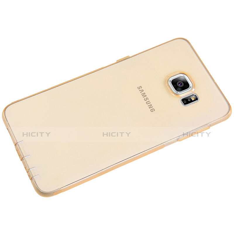 Silikon Schutzhülle Ultra Dünn Tasche Durchsichtig Transparent T04 für Samsung Galaxy S6 Edge+ Plus SM-G928F Gold