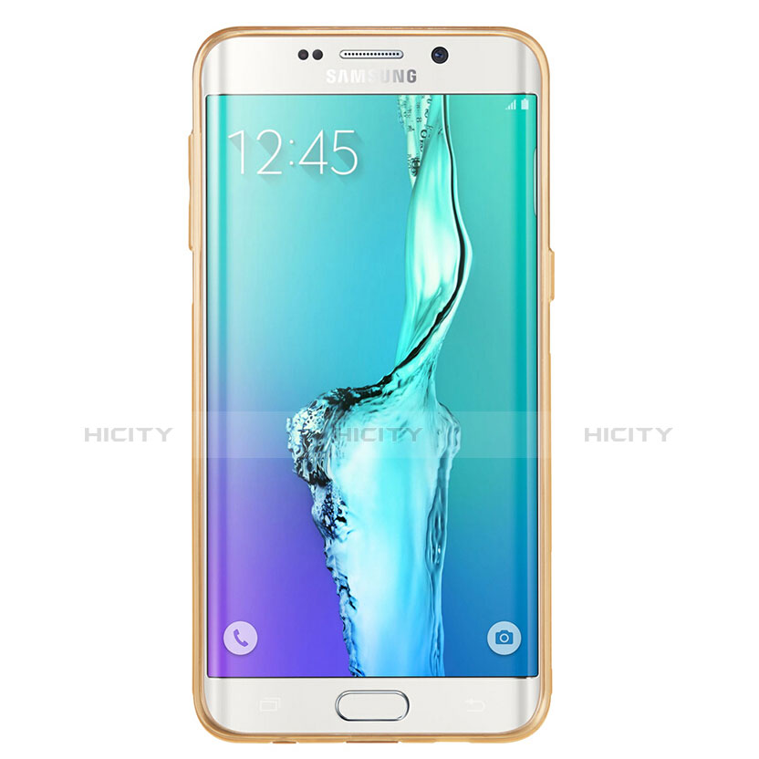 Silikon Schutzhülle Ultra Dünn Tasche Durchsichtig Transparent T04 für Samsung Galaxy S6 Edge+ Plus SM-G928F Gold