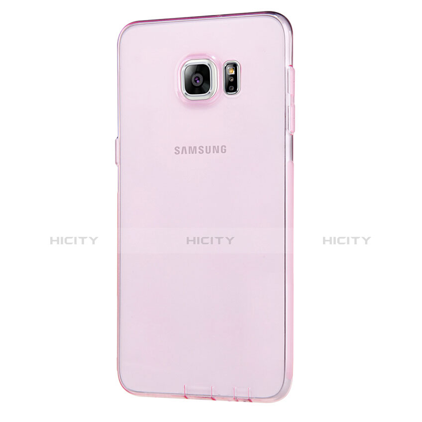 Silikon Schutzhülle Ultra Dünn Tasche Durchsichtig Transparent T04 für Samsung Galaxy S6 Edge+ Plus SM-G928F Rosa