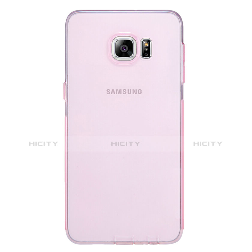 Silikon Schutzhülle Ultra Dünn Tasche Durchsichtig Transparent T04 für Samsung Galaxy S6 Edge+ Plus SM-G928F Rosa