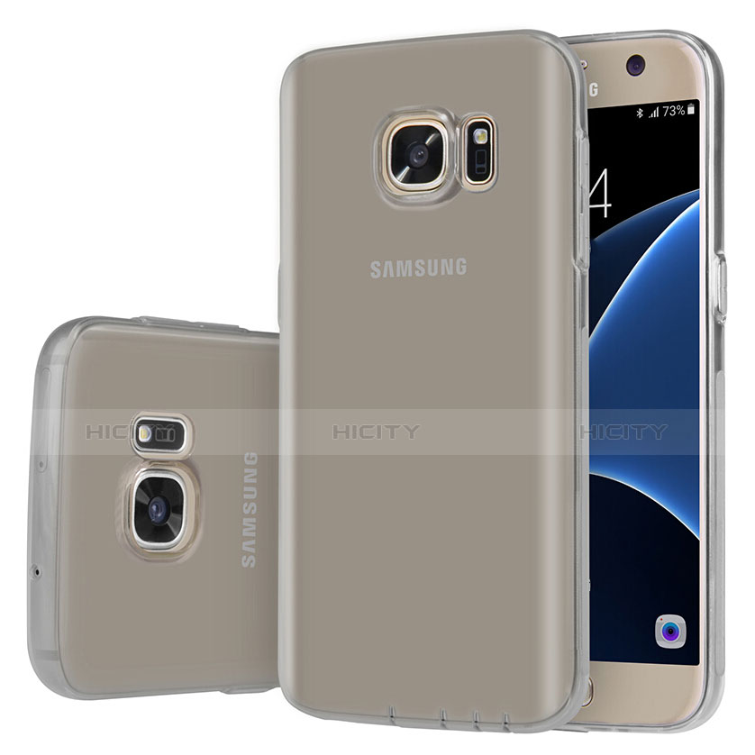 Silikon Schutzhülle Ultra Dünn Tasche Durchsichtig Transparent T04 für Samsung Galaxy S7 G930F G930FD Grau