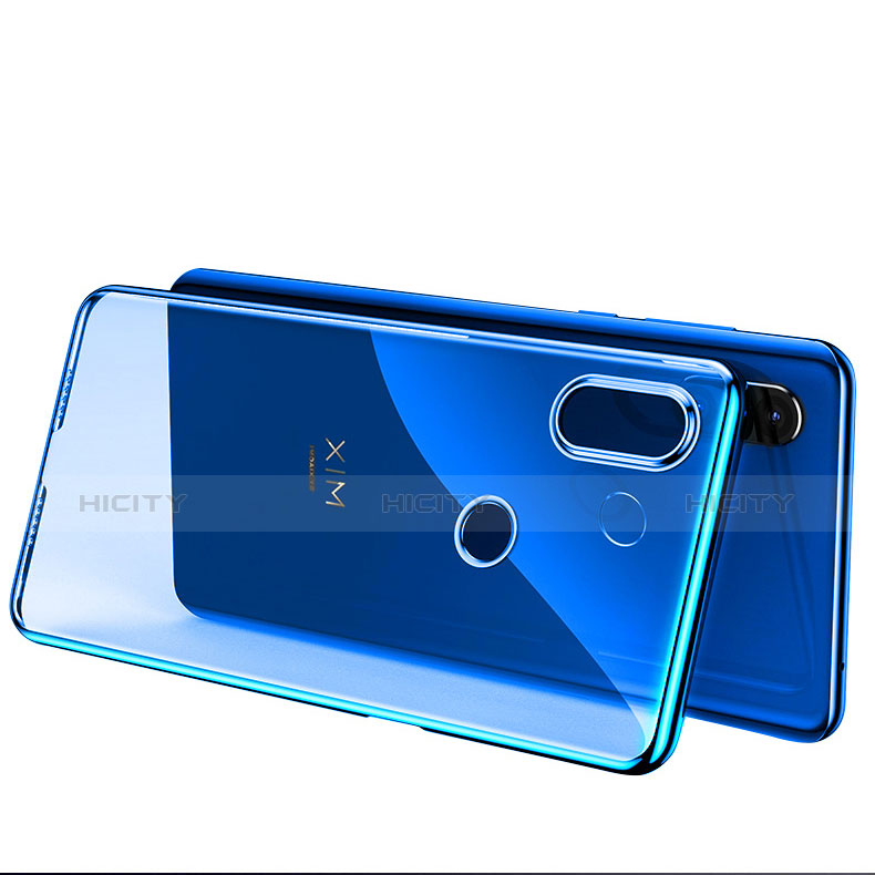 Silikon Schutzhülle Ultra Dünn Tasche Durchsichtig Transparent T04 für Xiaomi Mi Mix 3 Blau