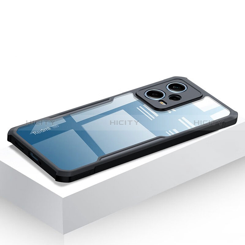 Silikon Schutzhülle Ultra Dünn Tasche Durchsichtig Transparent T04 für Xiaomi Redmi Note 12 5G Schwarz groß