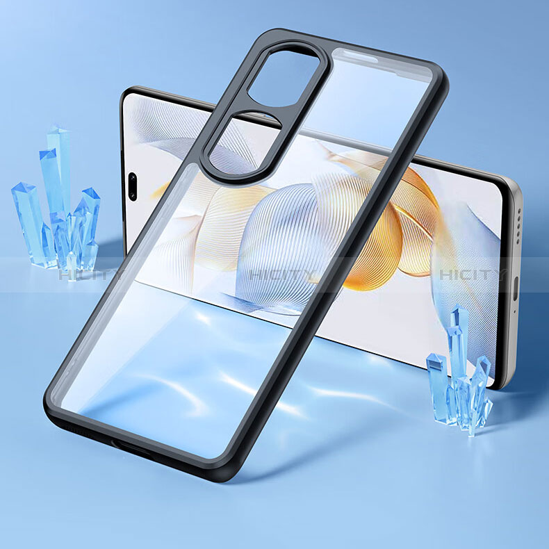 Silikon Schutzhülle Ultra Dünn Tasche Durchsichtig Transparent T05 für Huawei Honor 90 Pro 5G Schwarz groß