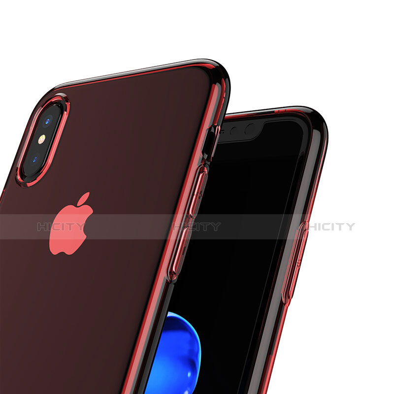 Silikon Schutzhülle Ultra Dünn Tasche Durchsichtig Transparent T06 für Apple iPhone X Rot