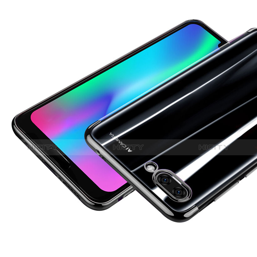 Silikon Schutzhülle Ultra Dünn Tasche Durchsichtig Transparent T06 für Huawei Honor 10 Schwarz