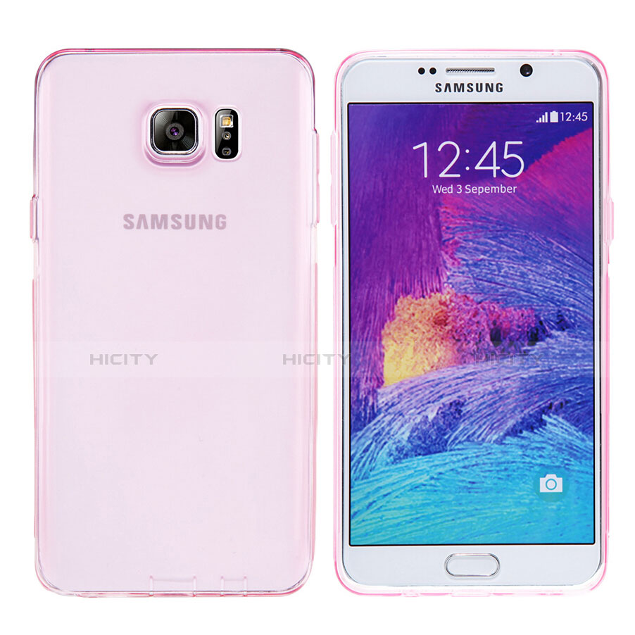 Silikon Schutzhülle Ultra Dünn Tasche Durchsichtig Transparent T06 für Samsung Galaxy Note 5 N9200 N920 N920F Rosa