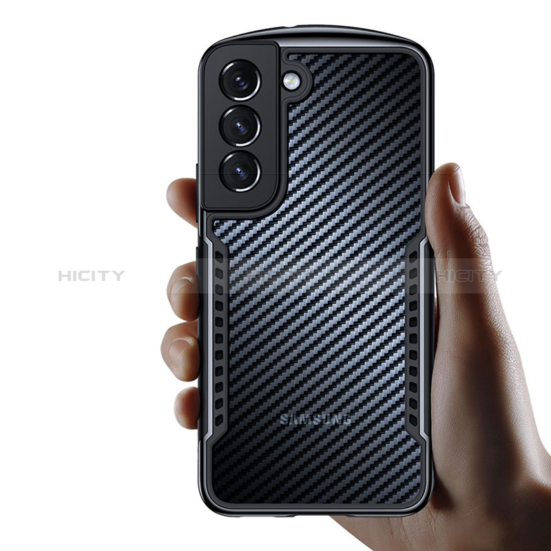 Silikon Schutzhülle Ultra Dünn Tasche Durchsichtig Transparent T06 für Samsung Galaxy S24 5G Schwarz groß
