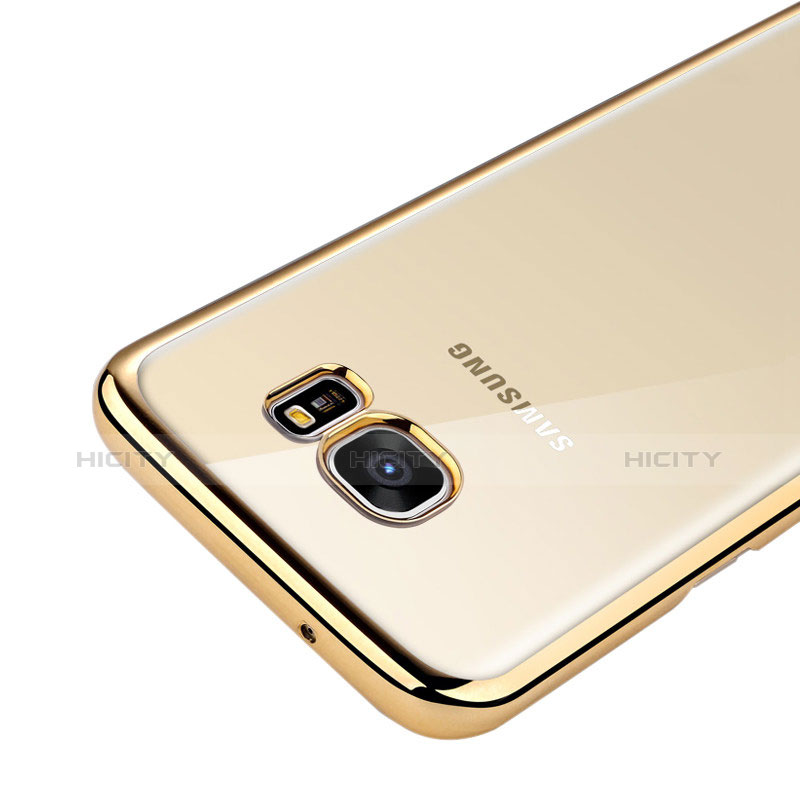 Silikon Schutzhülle Ultra Dünn Tasche Durchsichtig Transparent T06 für Samsung Galaxy S7 Edge G935F Gold