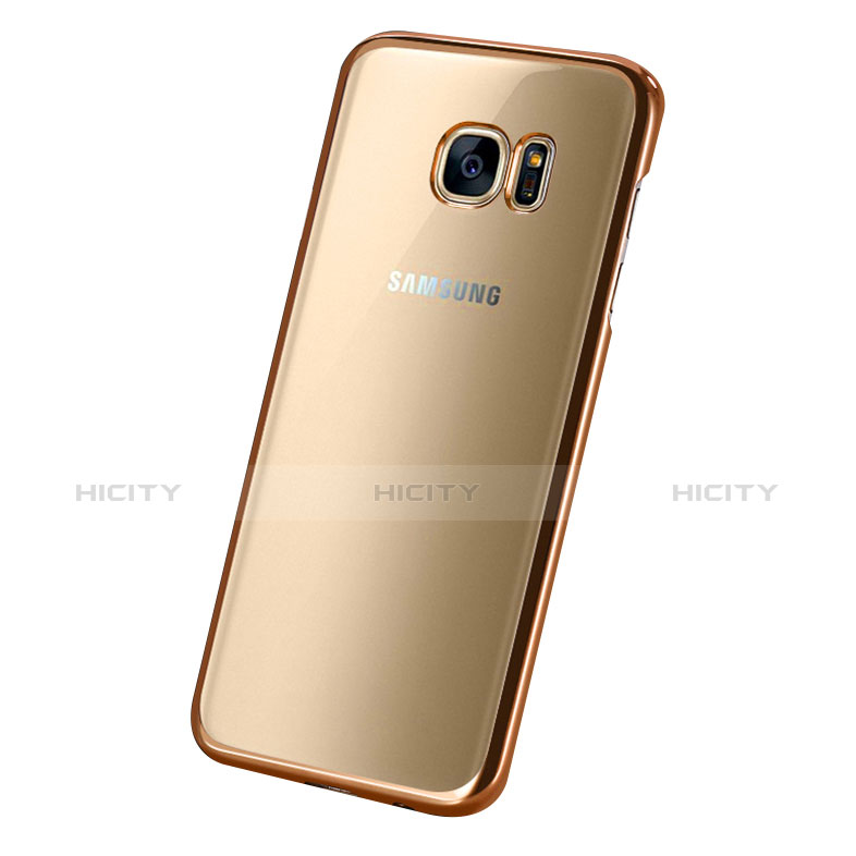 Silikon Schutzhülle Ultra Dünn Tasche Durchsichtig Transparent T06 für Samsung Galaxy S7 Edge G935F Gold