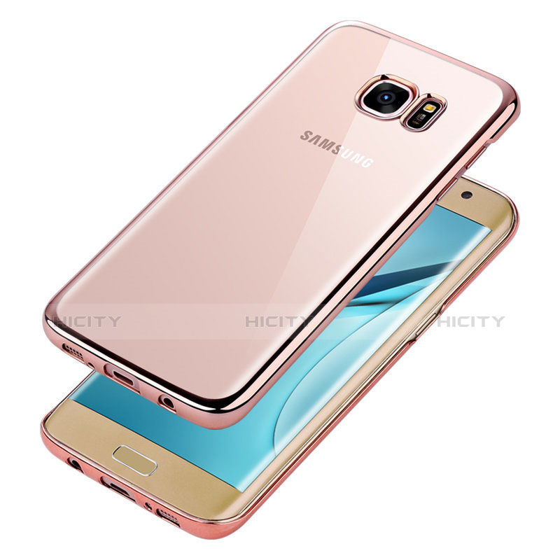 Silikon Schutzhülle Ultra Dünn Tasche Durchsichtig Transparent T06 für Samsung Galaxy S7 Edge G935F Rosegold