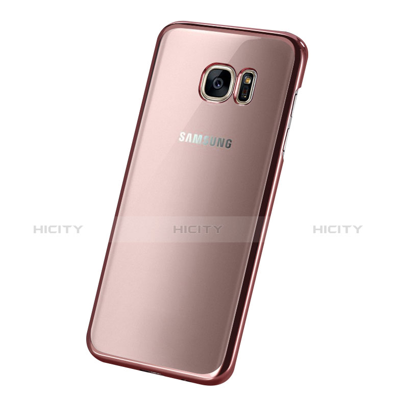 Silikon Schutzhülle Ultra Dünn Tasche Durchsichtig Transparent T06 für Samsung Galaxy S7 Edge G935F Rosegold