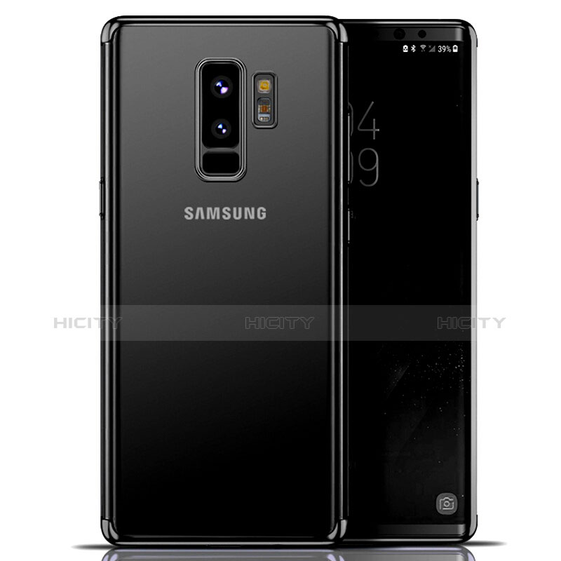 Silikon Schutzhülle Ultra Dünn Tasche Durchsichtig Transparent T06 für Samsung Galaxy S9 Plus Schwarz