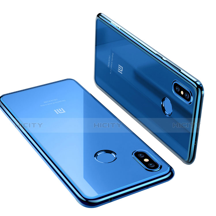 Silikon Schutzhülle Ultra Dünn Tasche Durchsichtig Transparent T06 für Xiaomi Mi 8 Blau Plus