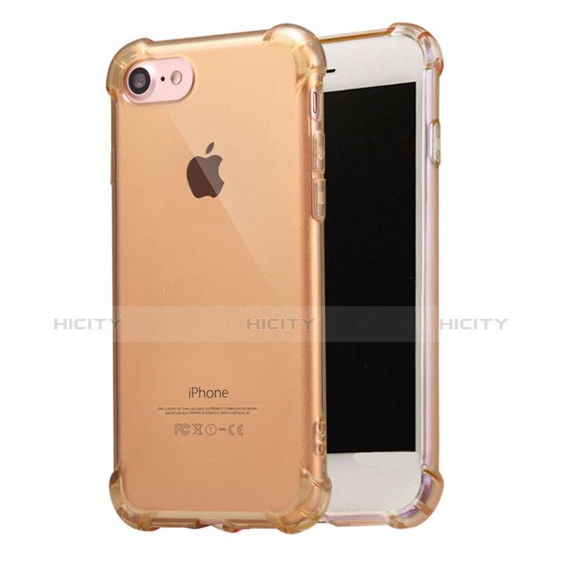 Silikon Schutzhülle Ultra Dünn Tasche Durchsichtig Transparent T07 für Apple iPhone 7 Gold