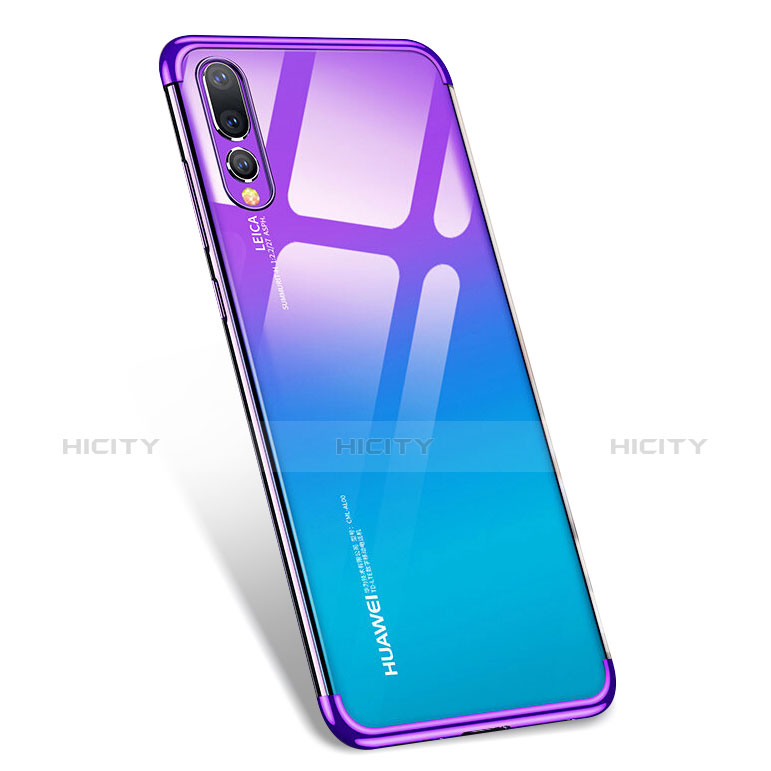 Silikon Schutzhülle Ultra Dünn Tasche Durchsichtig Transparent T07 für Huawei P20 Pro Violett