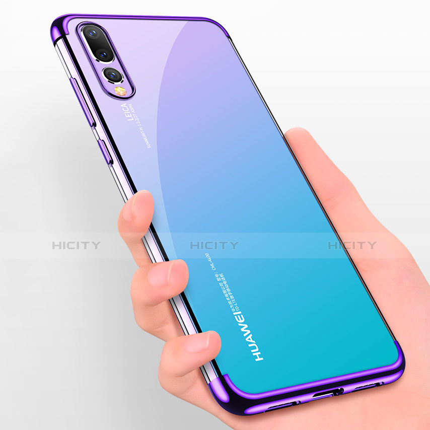 Silikon Schutzhülle Ultra Dünn Tasche Durchsichtig Transparent T07 für Huawei P20 Pro Violett