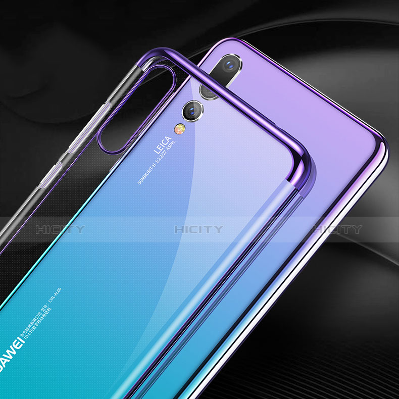 Silikon Schutzhülle Ultra Dünn Tasche Durchsichtig Transparent T07 für Huawei P20 Pro Violett