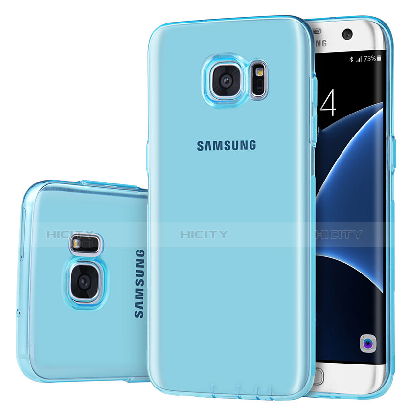 Silikon Schutzhülle Ultra Dünn Tasche Durchsichtig Transparent T07 für Samsung Galaxy S7 Edge G935F Blau