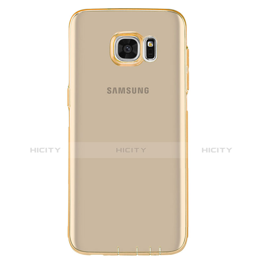 Silikon Schutzhülle Ultra Dünn Tasche Durchsichtig Transparent T07 für Samsung Galaxy S7 Edge G935F Gold