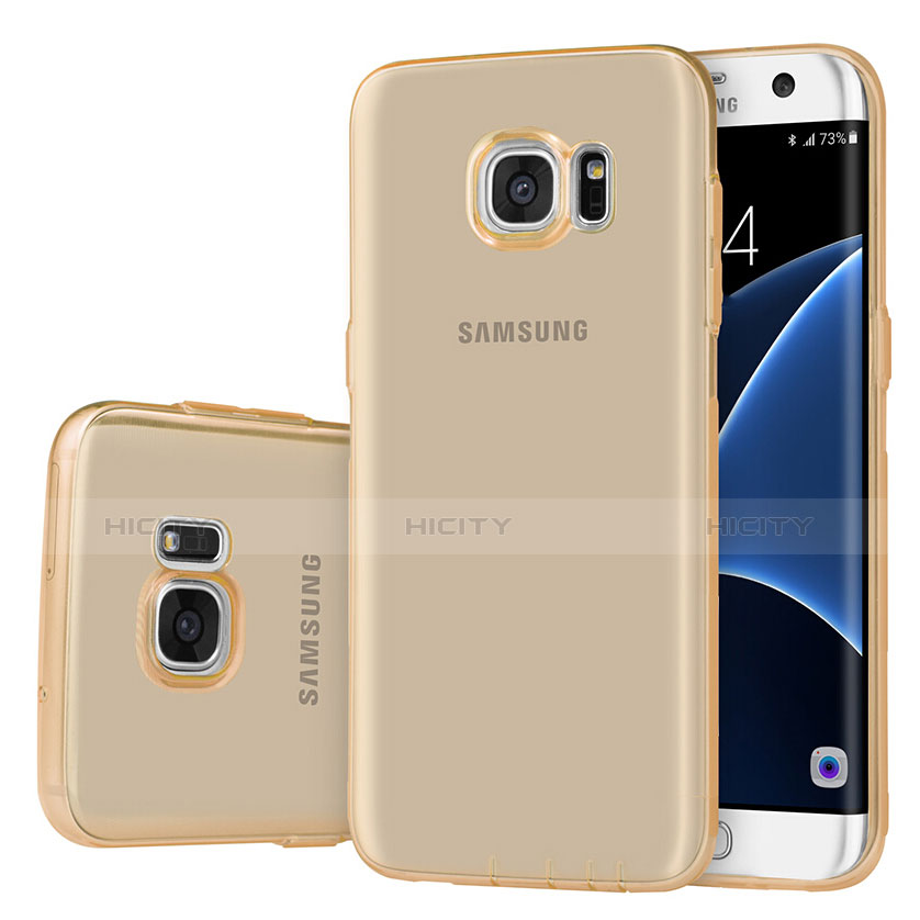 Silikon Schutzhülle Ultra Dünn Tasche Durchsichtig Transparent T07 für Samsung Galaxy S7 Edge G935F Gold