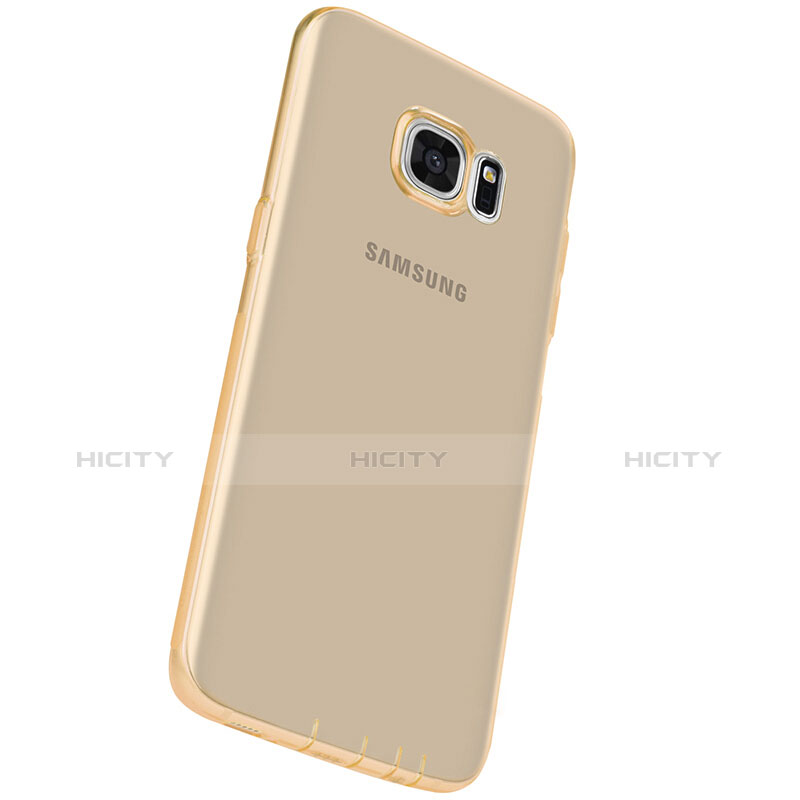 Silikon Schutzhülle Ultra Dünn Tasche Durchsichtig Transparent T07 für Samsung Galaxy S7 Edge G935F Gold