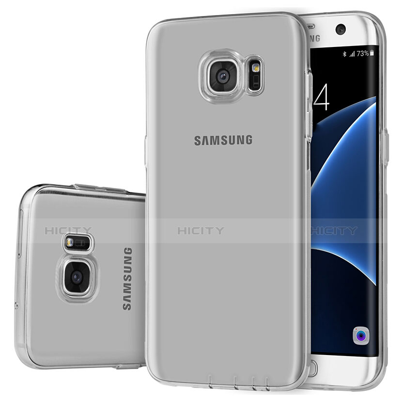 Silikon Schutzhülle Ultra Dünn Tasche Durchsichtig Transparent T07 für Samsung Galaxy S7 Edge G935F Grau