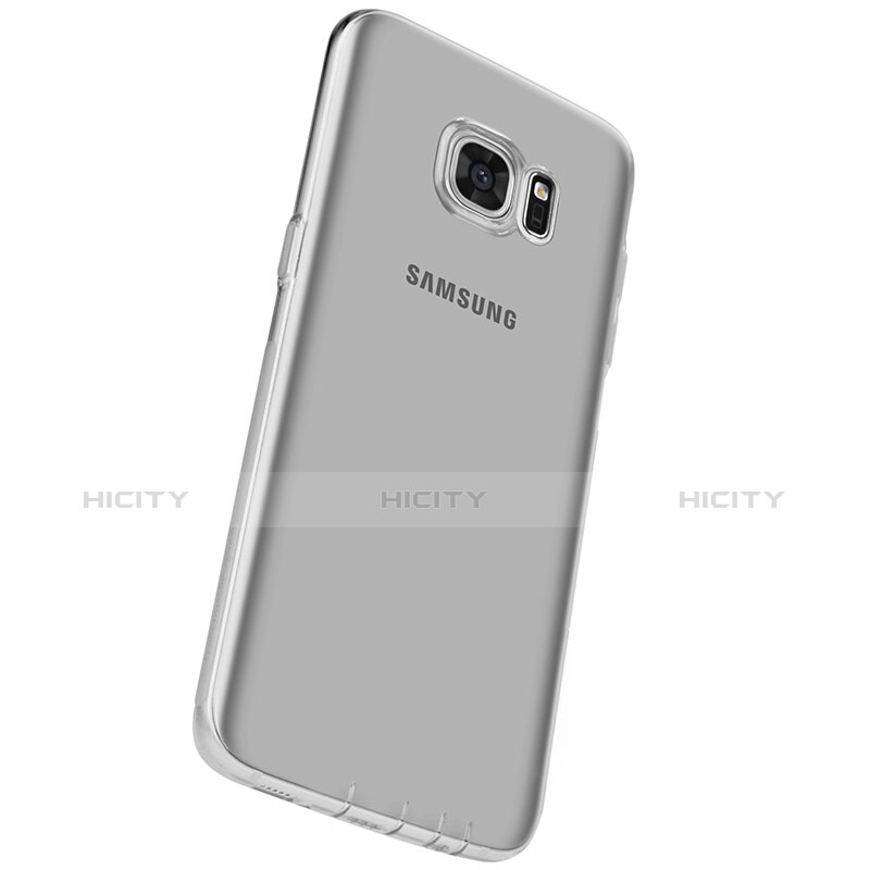 Silikon Schutzhülle Ultra Dünn Tasche Durchsichtig Transparent T07 für Samsung Galaxy S7 Edge G935F Grau