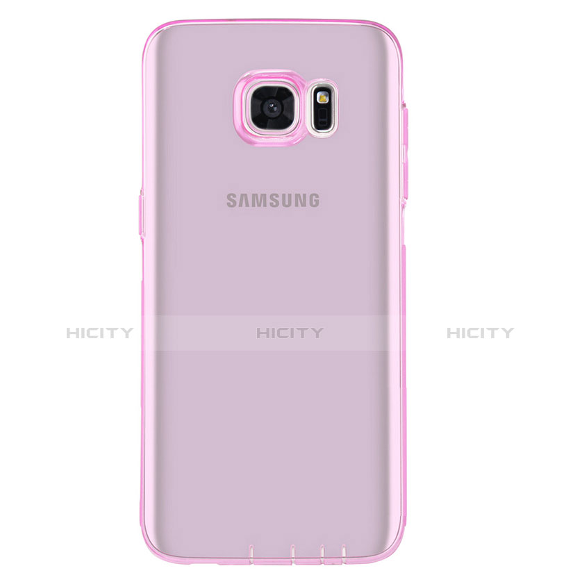 Silikon Schutzhülle Ultra Dünn Tasche Durchsichtig Transparent T07 für Samsung Galaxy S7 Edge G935F Rosa