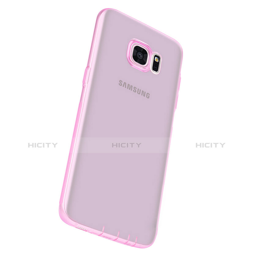 Silikon Schutzhülle Ultra Dünn Tasche Durchsichtig Transparent T07 für Samsung Galaxy S7 Edge G935F Rosa