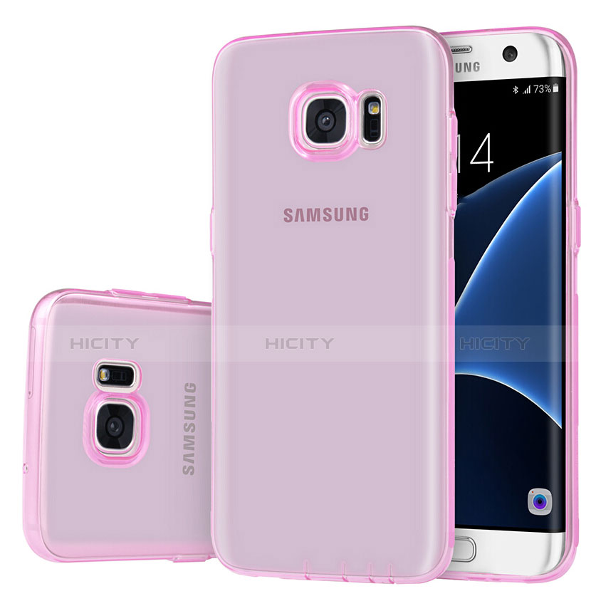 Silikon Schutzhülle Ultra Dünn Tasche Durchsichtig Transparent T07 für Samsung Galaxy S7 Edge G935F Rosa