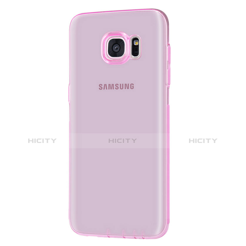 Silikon Schutzhülle Ultra Dünn Tasche Durchsichtig Transparent T07 für Samsung Galaxy S7 Edge G935F Rosa